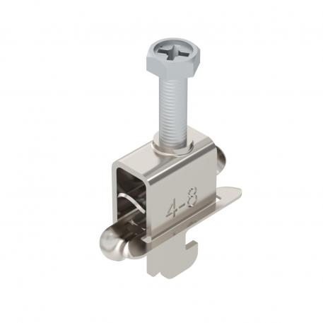 Clamp clip 2056 N foot, single, for screen connection, metal pressure sleeve, VA 4 | 8 | 3