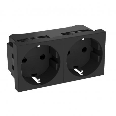 0° socket, protective contact, double 2 | Double 0° | Black-grey; RAL 7021