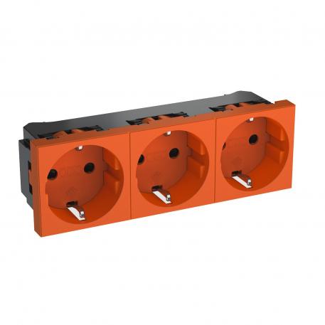 0° socket, protective contact, triple 3 | 3-struka 0° | čisto narandžasta; RAL 2004