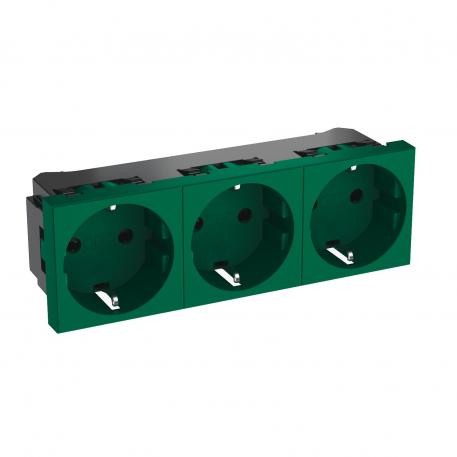 0° socket, protective contact, triple 3 | 3-struka 0° | menta zelena; RAL 6029