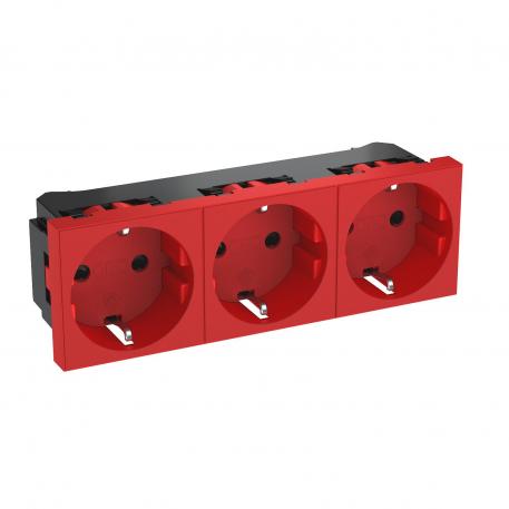 0° socket, protective contact, triple 3 | 3-struka 0° | signalno crvena; RAL 3001