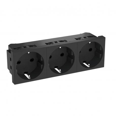 0° socket, protective contact, triple 3 | 3-struka 0° | crno sivo; RAL 7021