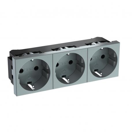 0° socket, protective contact, triple 3 | 3-struka 0° | alum. lakirano