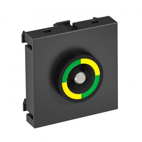 Equipotential bonding socket, 1 module, straight outlet, black-grey