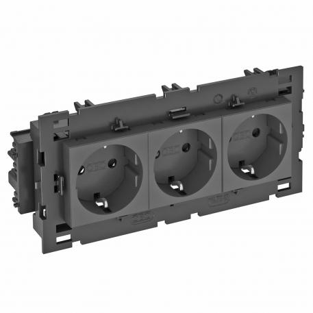 Socket 0°, Connect 80, protective contact, triple