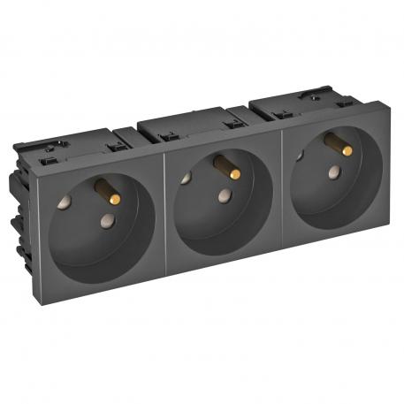 33° socket, Connect 45, with earthing pin, triple, black-grey