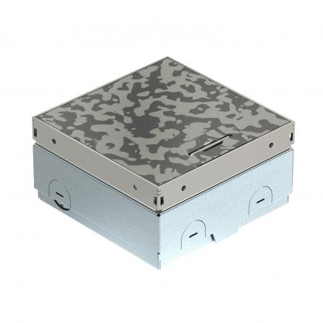 Podna utičnica UDHOME-ONE, bez kružnog žleba podne obloge, proizvoljno opremanje, nerđajući čelik, dekorativna ploča: Spots