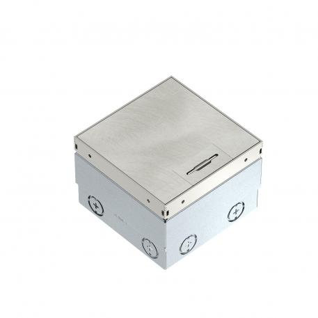 Podna utičnica UDHOME2, sa izlazom za kabl, bez kružnog žleba podne obloge, nepopunjena, nerđajući čelik, dekorativni poklopac: Angelhair 